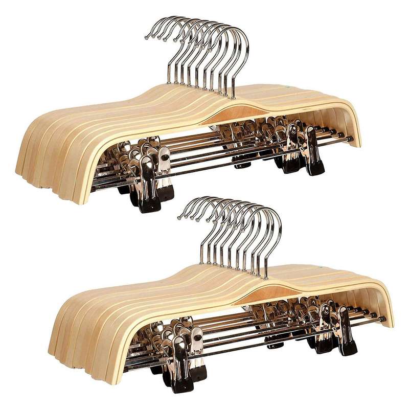 20 Pack Wooden Trousers/skirt Hangers with Coat Clothes Hangers