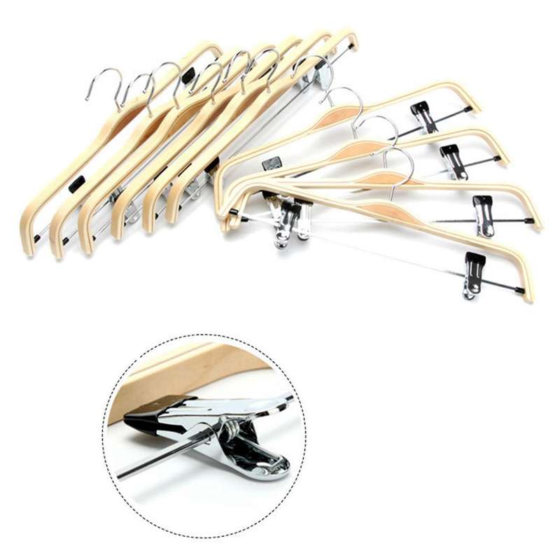 20 Pack Wooden Trousers/skirt Hangers with Coat Clothes Hangers