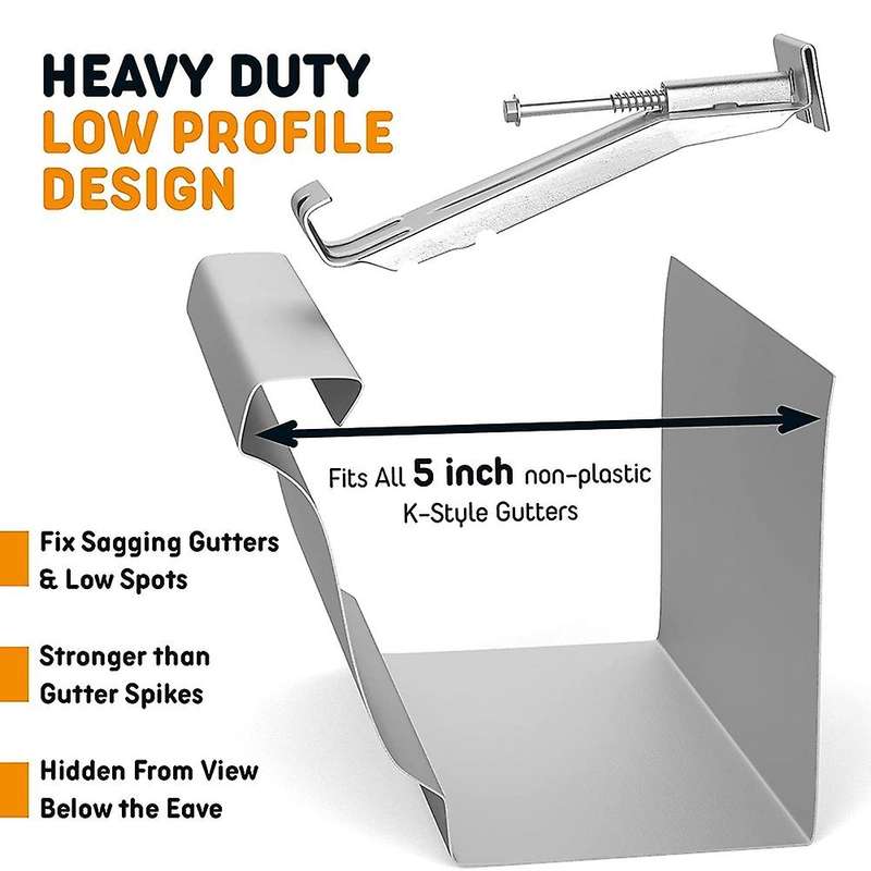 50 Pack - 5 Inch Gutter Clips with Drill Bit -bracket Clips
