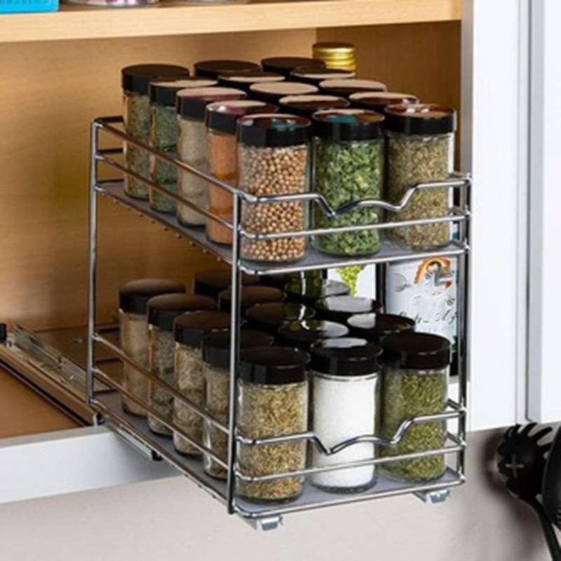 Pull Out Spice Rack Organizer for Cabinet,heavy Duty Double Rack 23cm