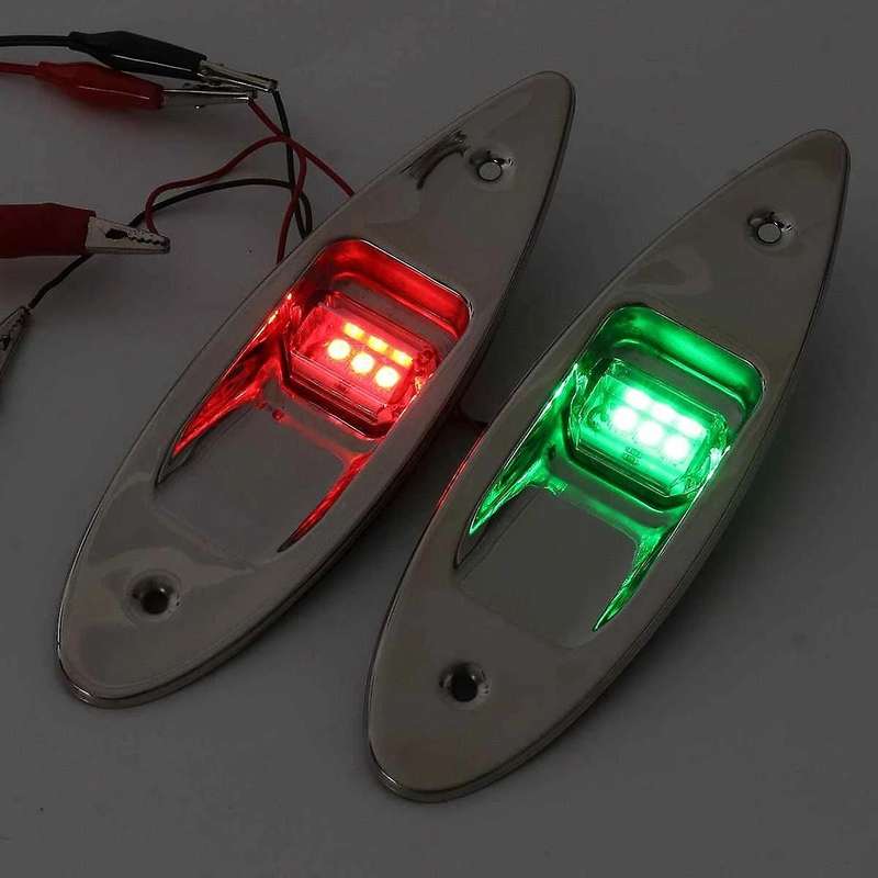 2pcs Led 12v Navigation Light Waterproof Red Green Marine Signal Lamp