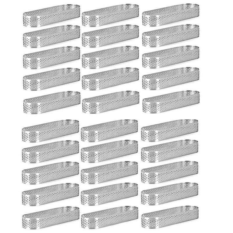 15pcs Oval Tartlet Molds Perforated Tart Molds Stainless Steel