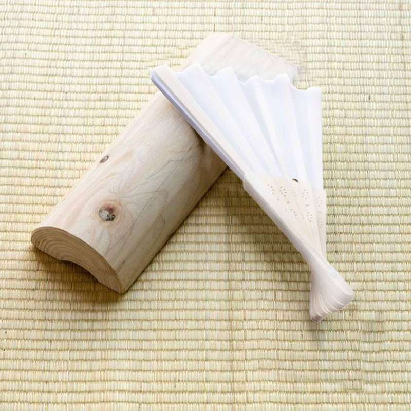 24 Pcs/lot White Folding Elegant Silk Hand Fan with Gift Bag 21cm