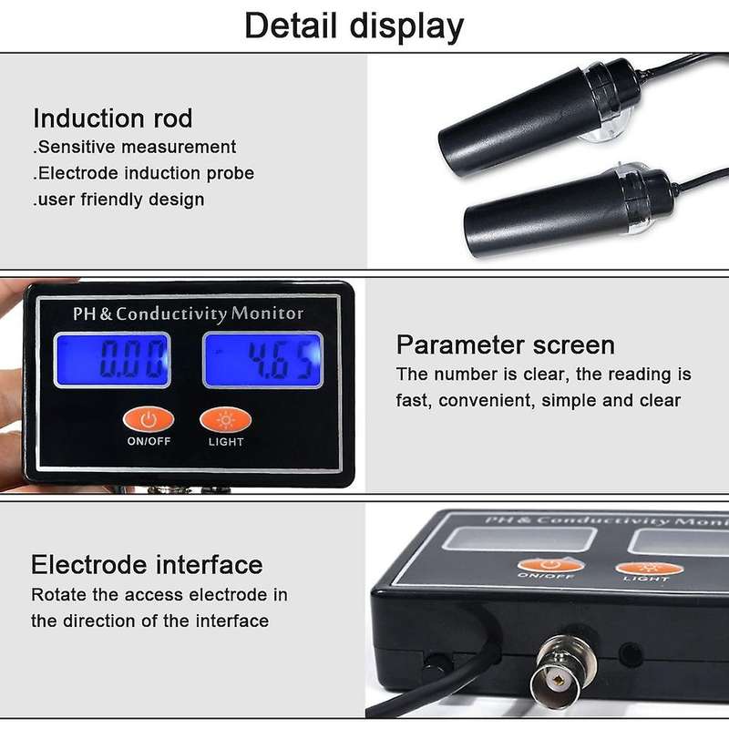 2 In 1 Digital Ph Water Quality Tester for Fish Tank Aquarium Us Plug
