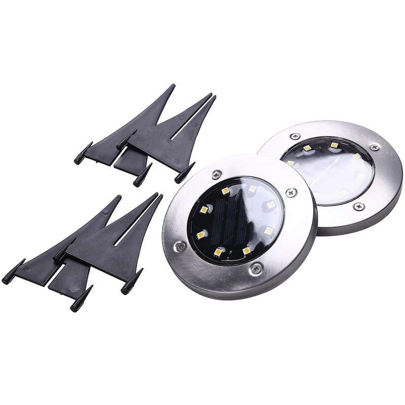 10pcs Solar Powered Ground Light 8 Led Light Lamps - Warm White Light