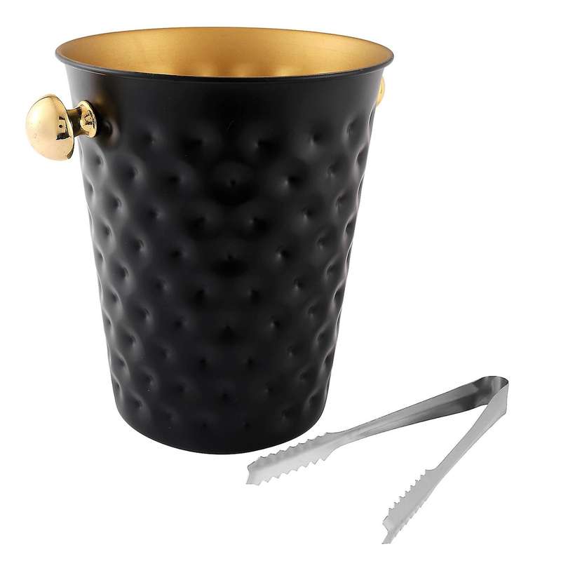 Creative Stainless Steel Hammered Ice Bucket Champagne Bucket, Black