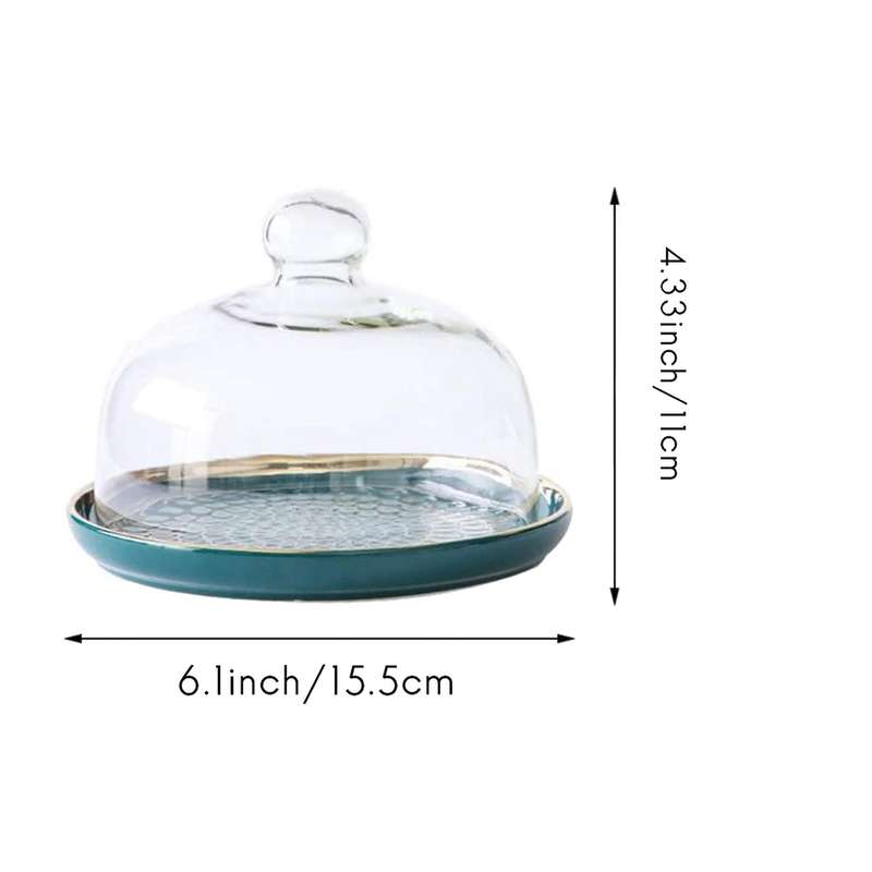 2x Cake Stand Cake Plate Server with Dome Dessert Cake Cover Butter