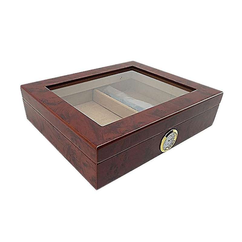 Cedar Wood Cigar Case with Humidifier Hygrometer Cigar Box - A