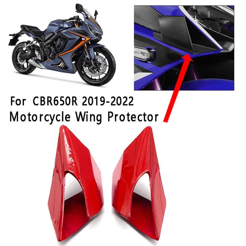 2pcs Red Motorcycle Wing Protector Fairing Winglets Fin Trim Cover