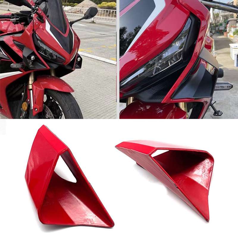 2pcs Red Motorcycle Wing Protector Fairing Winglets Fin Trim Cover