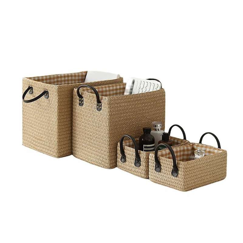 4pcs Japanese Clothes Storage Box Desktop Storage Box(beige Yellow)