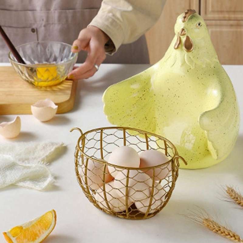 New Iron Eggs Storage Baskets Snack Fruit Basket Creative Hen-black
