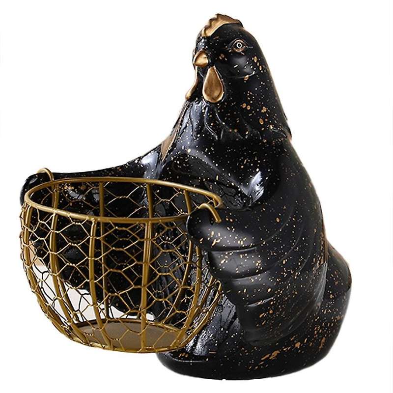 New Iron Eggs Storage Baskets Snack Fruit Basket Creative Hen-black