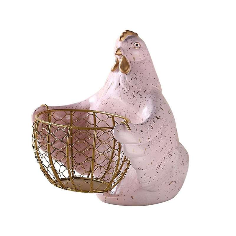 New Iron Eggs Storage Baskets Snack Fruit Basket Creative Hen-pink