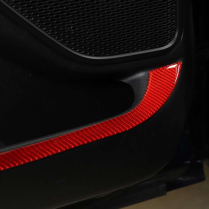 Door Anti-kick Protective Panel for Dodge Ram 1500, Red Carbon Fiber