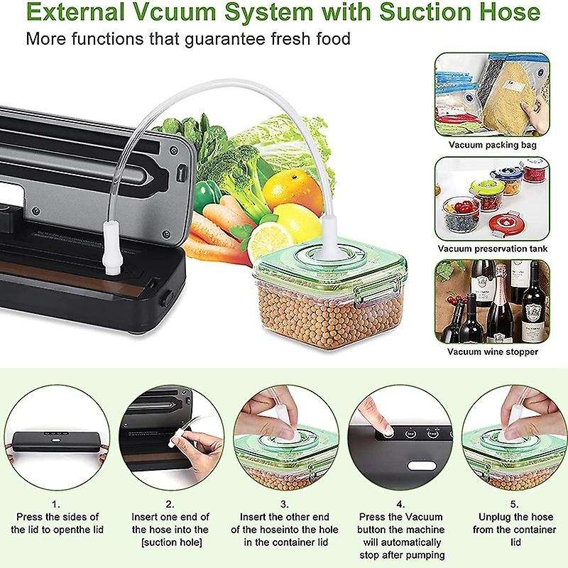 With 15 Free Bags &hose,vacuum Sealer for Dry&wet Food,60 Kpa,us Plug