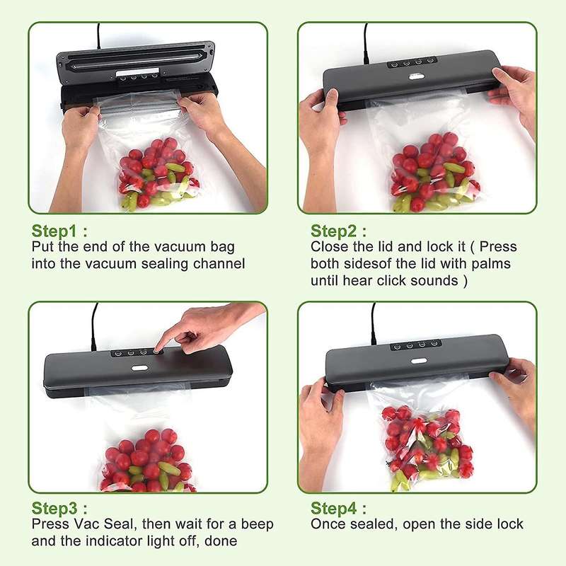 With 15 Free Bags &hose,vacuum Sealer for Dry&wet Food,60 Kpa,us Plug