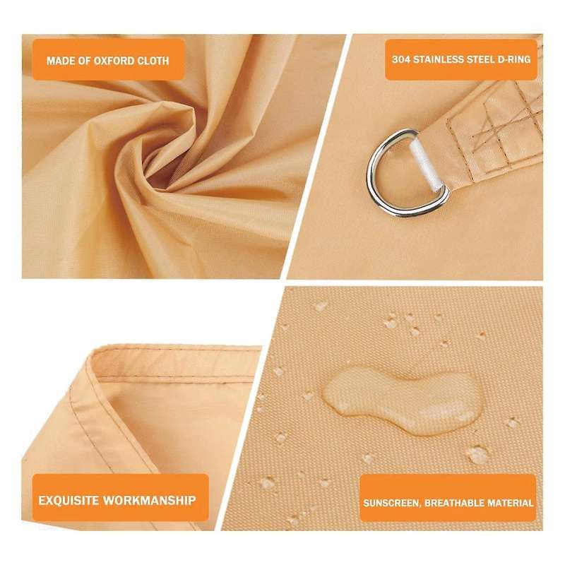 Waterproof Sun Shade Sail, for Outdoor (3x3 Meter,beige Yellow)
