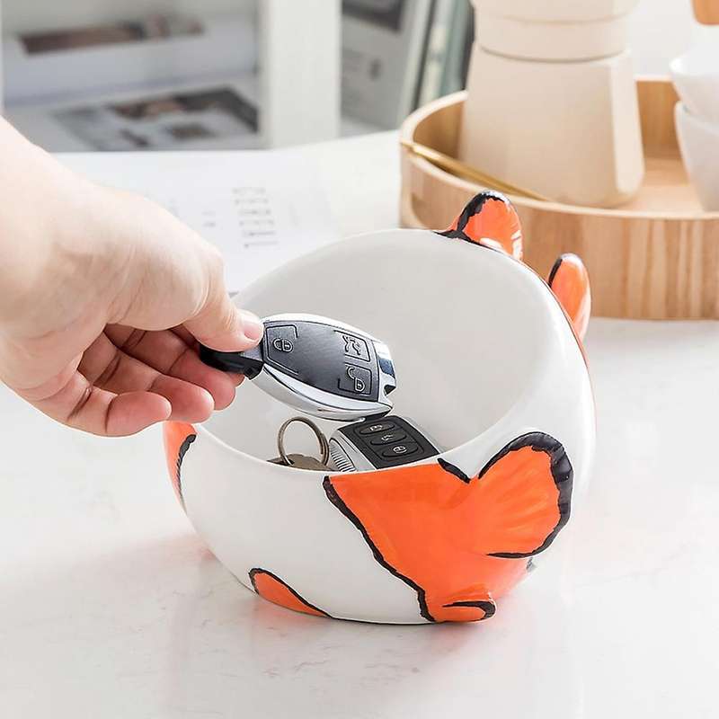 Clownfish Storage Box Ceramic Cartoon Figurines Home Decoration
