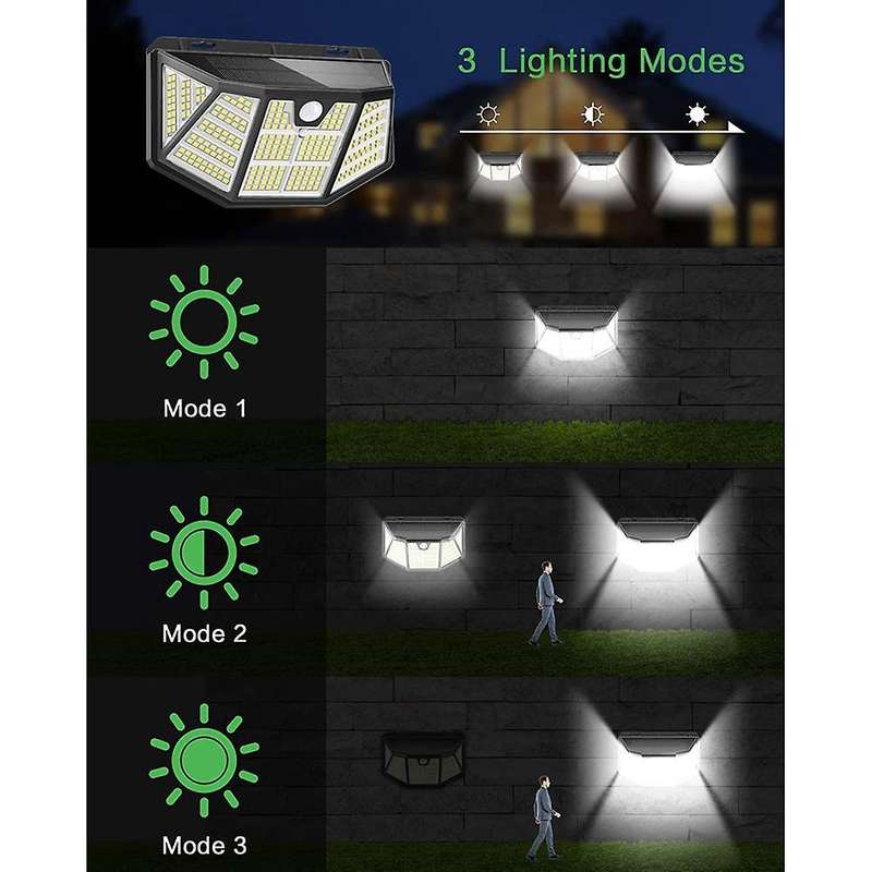 310 Led Solar Lights Outdoor 4 Packs, Solar Wall Light 270wide Angle