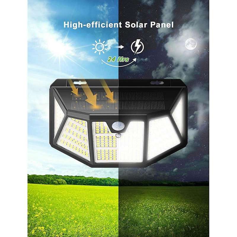 310 Led Solar Lights Outdoor 4 Packs, Solar Wall Light 270wide Angle