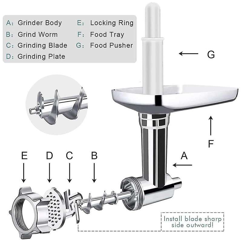 Metal Meat Food Processor Grinder Attachment for Kitchenaid Stand
