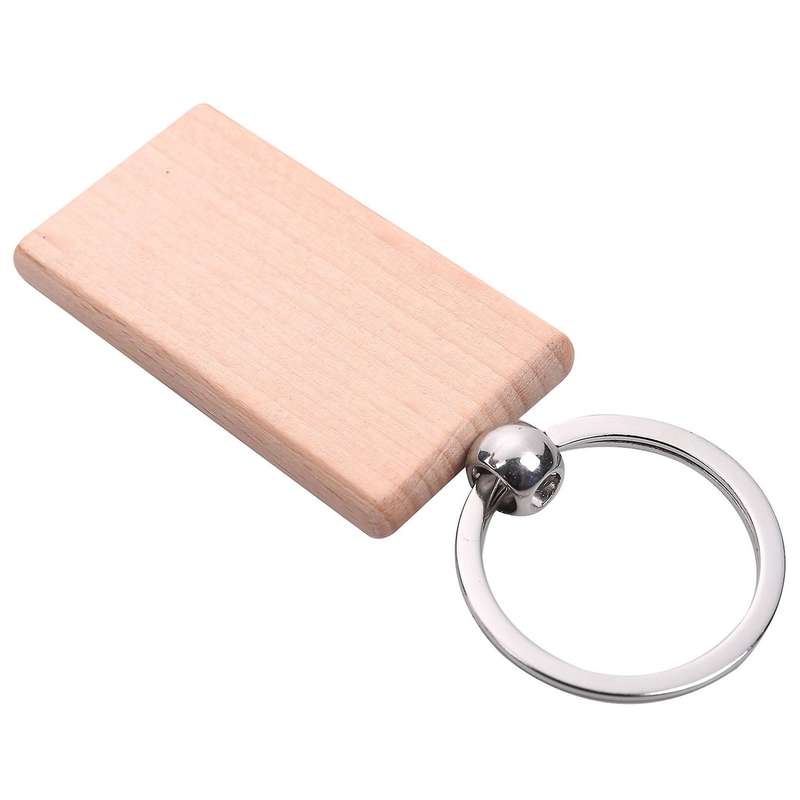 60pcs Blank Rectangle Wooden Key Chain Can Engrave Diy Gifts