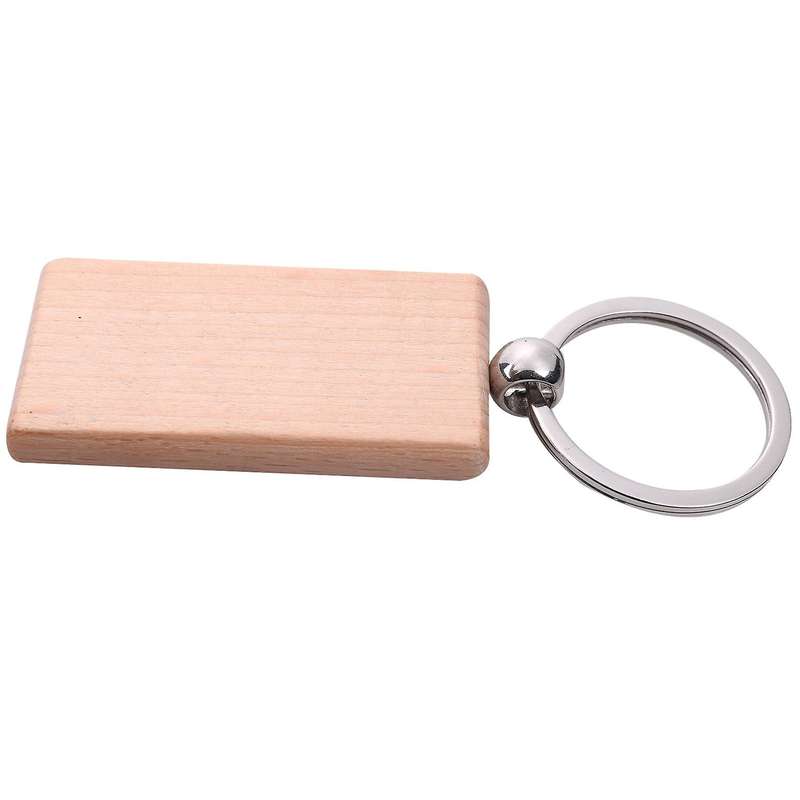 60pcs Blank Rectangle Wooden Key Chain Can Engrave Diy Gifts