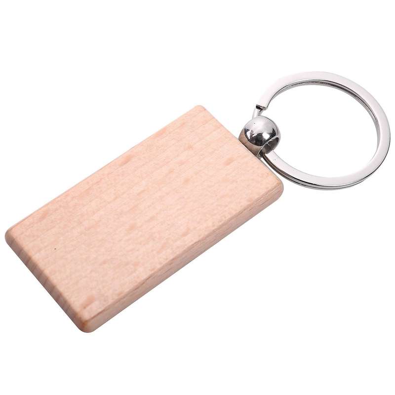 60pcs Blank Rectangle Wooden Key Chain Can Engrave Diy Gifts