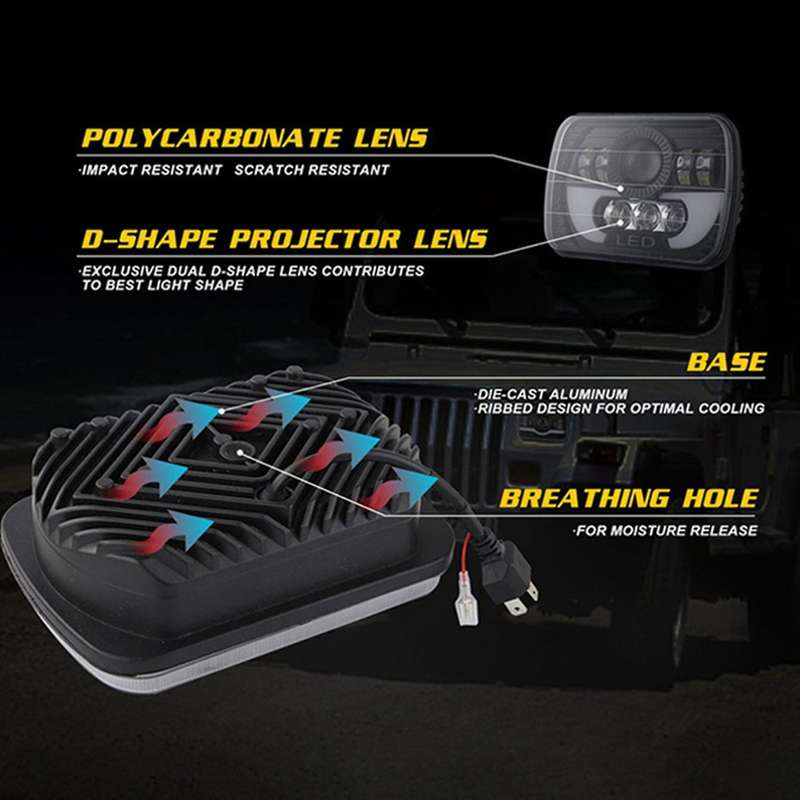 5x7 Inch Square 7 Inch Led Headlight for Suzuki Samurai Jeep Wrangler