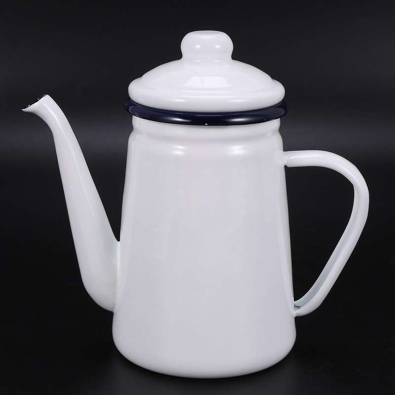 1.1l Enamel Coffee Pot for Gas Stove and Induction Cooker White