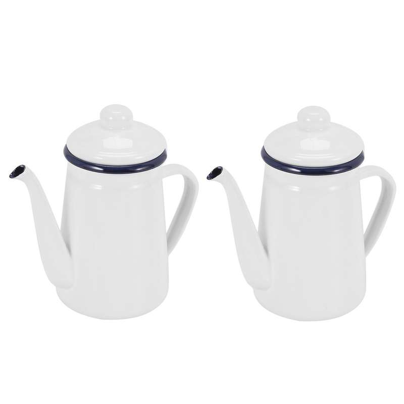 1.1l Enamel Coffee Pot for Gas Stove and Induction Cooker White