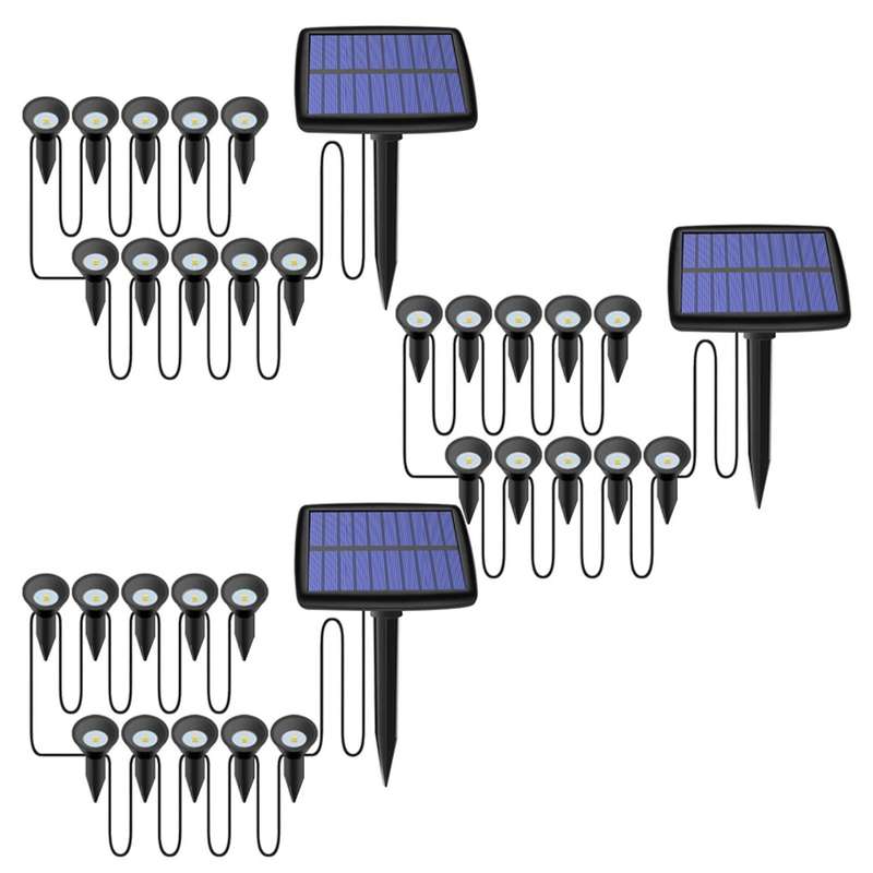 3x 10 In 1 Solar Lights Waterproof for Garden Path Pool Decor