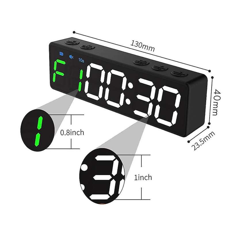 Workout Timer, with Rechargeable & Spine,led for Home Garage Black