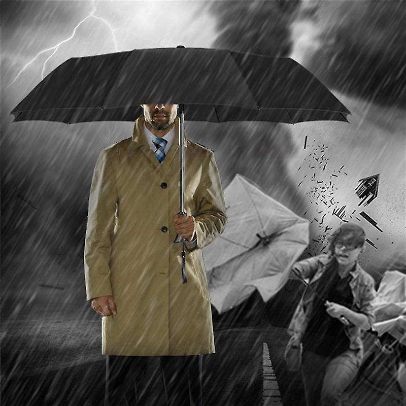 3x 12 Ribs Windproof Travel Umbrella with Ptfe Canopy(black)