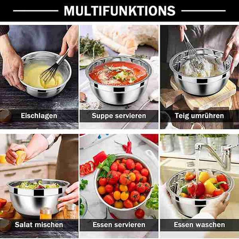 Mixing Bowl, Stainless Steel Mixing Bowls with Airtight Lid