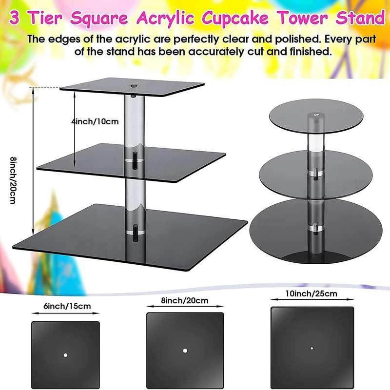 2 Pcs 3 Tiers Cupcake Stand Tiered Serving for Baby Shower and Xmas
