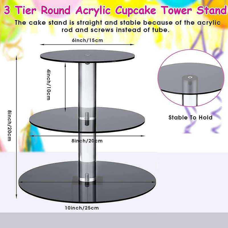 2 Pcs 3 Tiers Cupcake Stand Tiered Serving for Baby Shower and Xmas