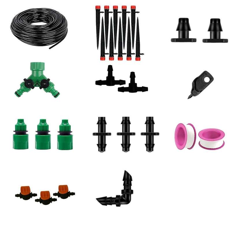 180 Ft 1/4inch Hose Drip Irrigation System Adjustable Sprinkler Kit
