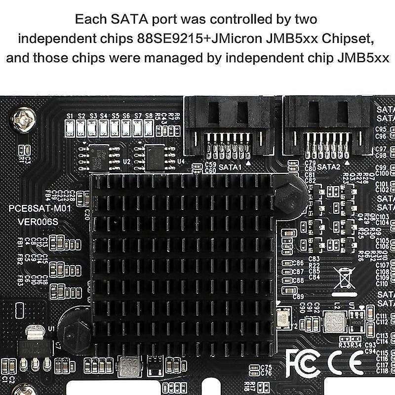 8 Ports ,pcie X1 Non Raid Controller Card for Sata Iii 6g Hard Drives