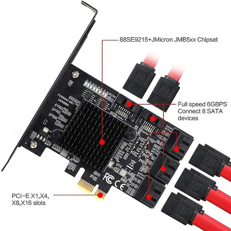 8 Ports ,pcie X1 Non Raid Controller Card for Sata Iii 6g Hard Drives