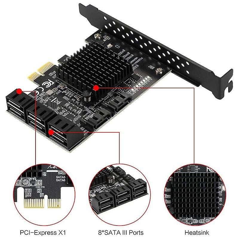8 Ports ,pcie X1 Non Raid Controller Card for Sata Iii 6g Hard Drives