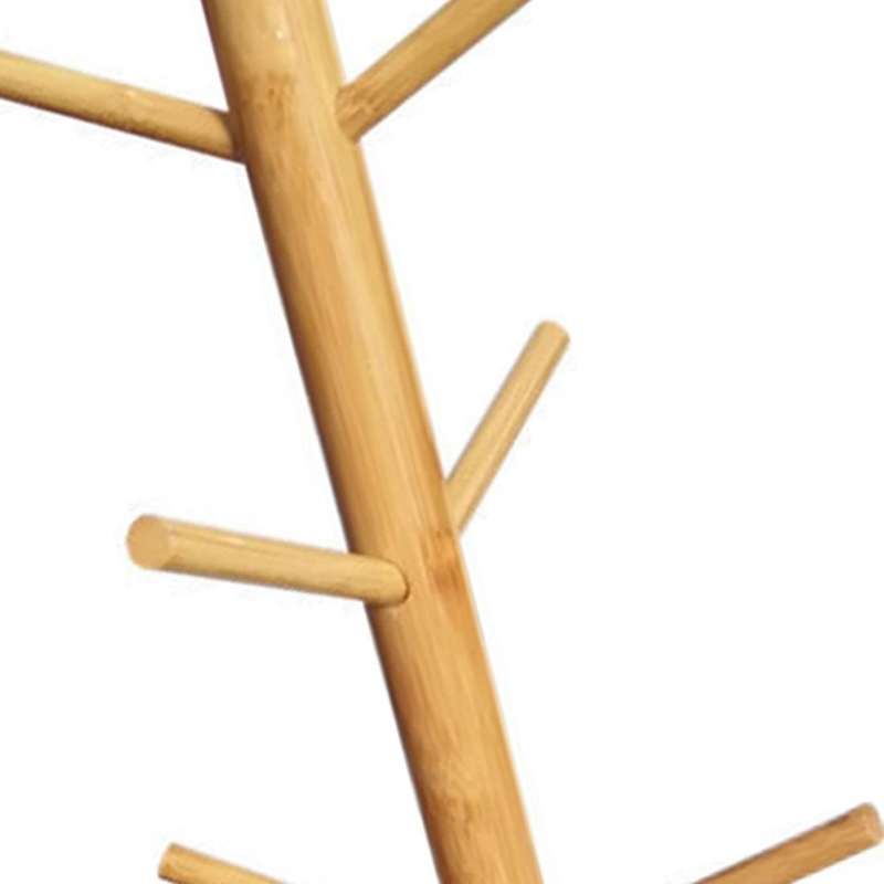 Tree Shape Wood Coffee Tea Cup Storage Holder Stand with 6 Hooks