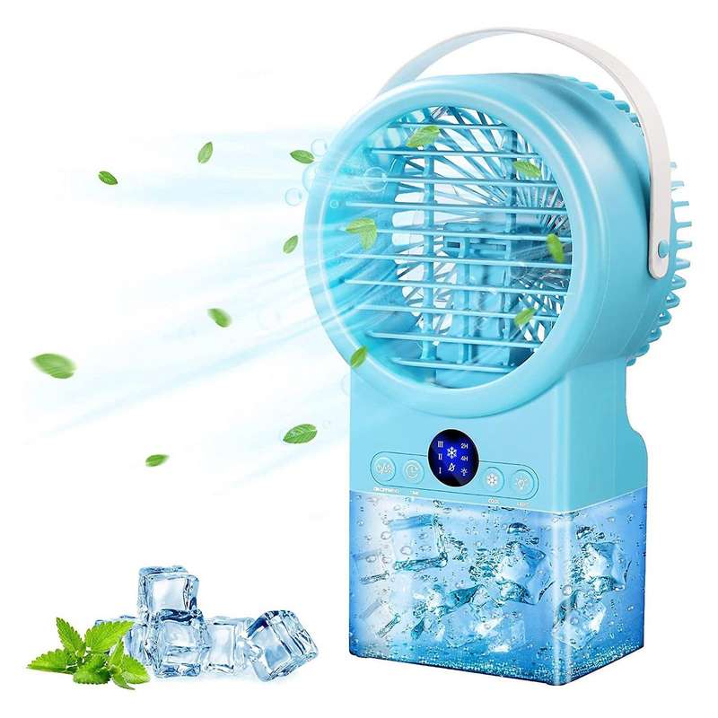 Desktop Fan with 3 Speeds with Colorful Led Light for Home, Eu Plug