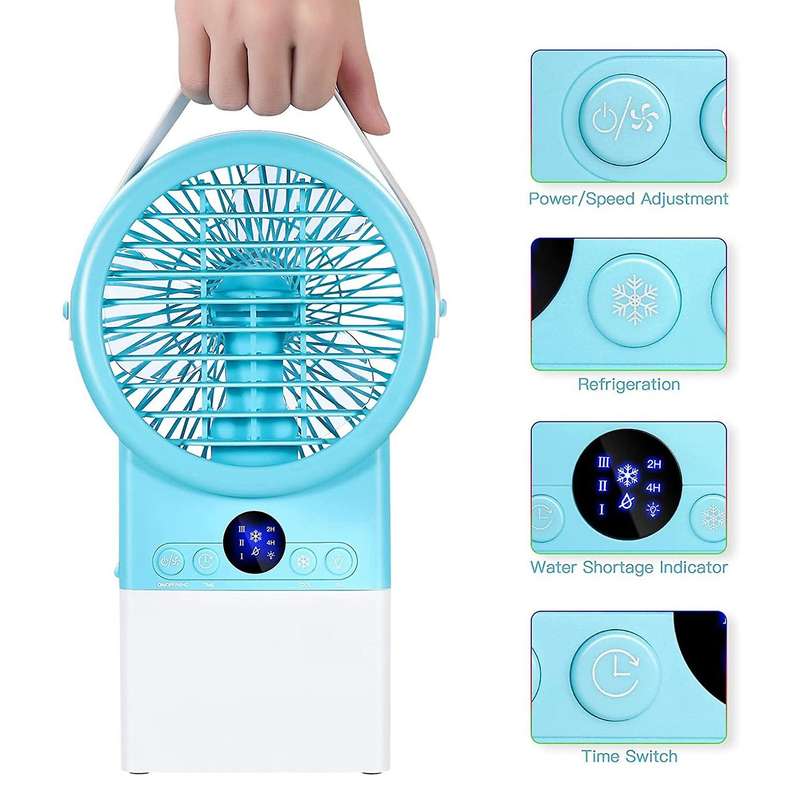 Desktop Fan with 3 Speeds with Colorful Led Light for Home, Eu Plug