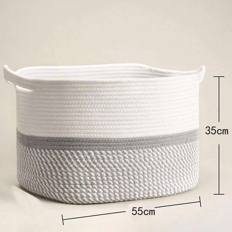 Storage Basket Cotton Rope Woven Storage Organizing Basket, 55x35cm