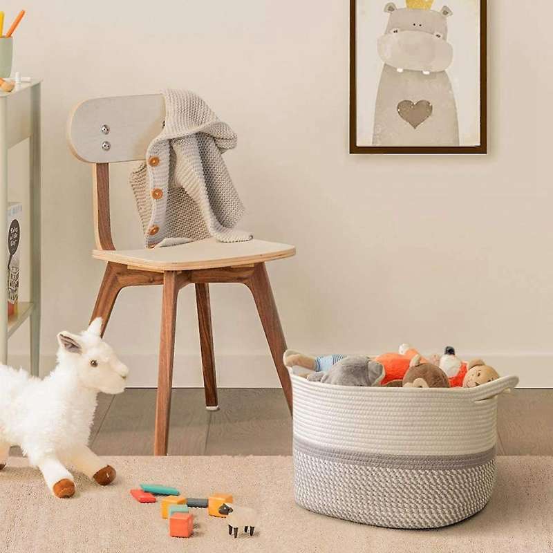 Storage Basket Cotton Rope Woven Storage Organizing Basket, 55x35cm