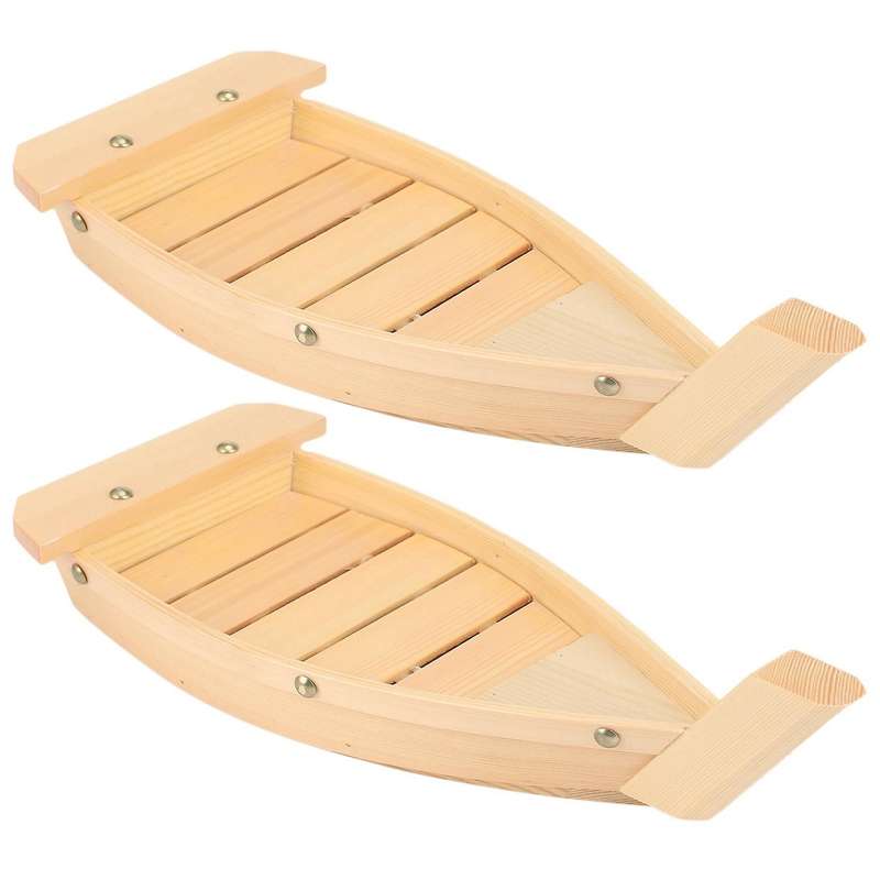 2x 42x17x7.5cm Japanese Cuisine Sushi Boats Sushi Tools Wood