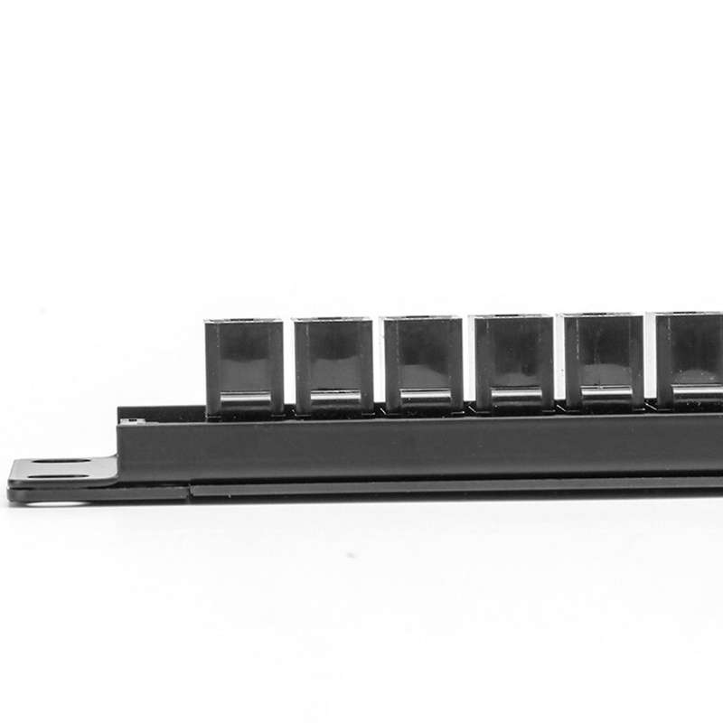 19inch 1u Pass-through 24 Port Cat6 Rj45 Cable Adapter Keystone Jack