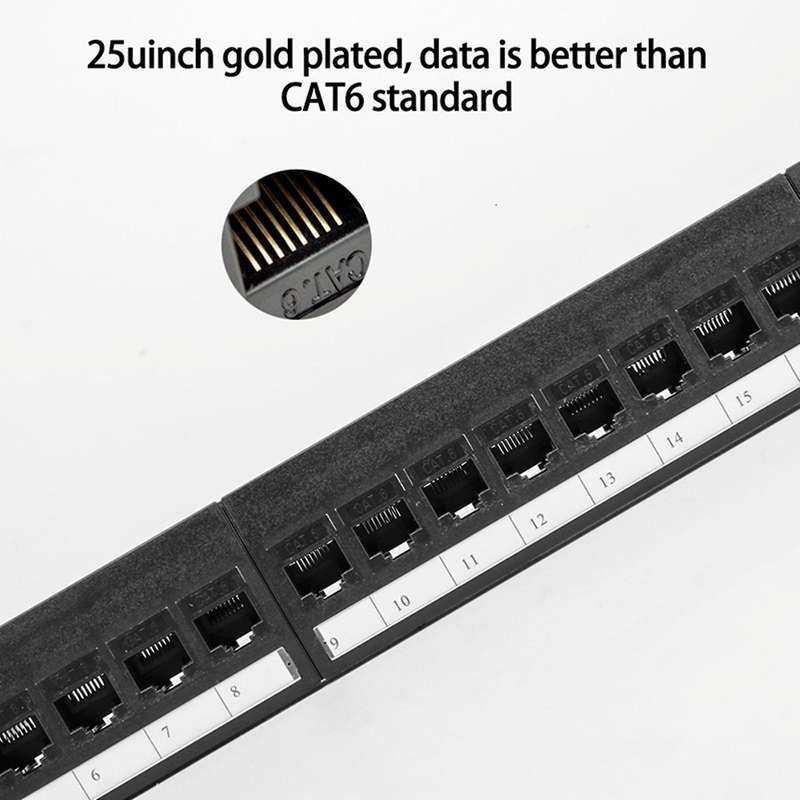 19inch 1u Pass-through 24 Port Cat6 Rj45 Cable Adapter Keystone Jack